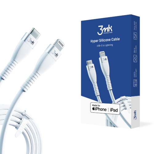 accessories 3mk hyper silicone cable type c to lightning 20w 3a white